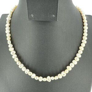 Freshwater Pearl White Beaded Collar Womens Necklace 16" with Special Clasp